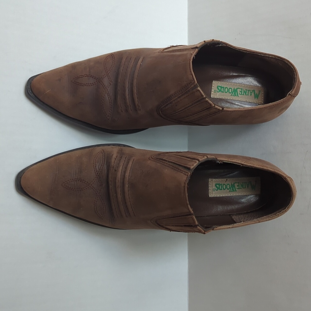 Vintage Maine Woods Dude Leather Tooling Cowgirl Western Ankle Shooties 9M Brown - Picture 16 of 16